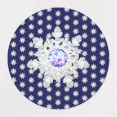 Blaues Rosass und Schneeflocken Etiketten (Design 1)