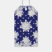 Blaues Rosass und Schneeflocken Geschenkanhänger (Rückseite)