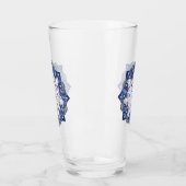 Blaues Rosass und Schneeflocken Glas (Links)