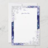 Blaues Rosass und Schneeflocken Karte (Rückseite)