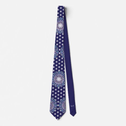 Blaues Rosass und Schneeflocken Krawatte (Vorderseite)