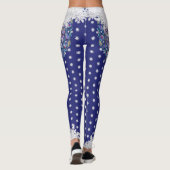 Blaues Rosass und Schneeflocken Leggings (Rückseite)