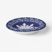 Blaues Rosass und Schneeflocken Pappteller (Gewinkelt)