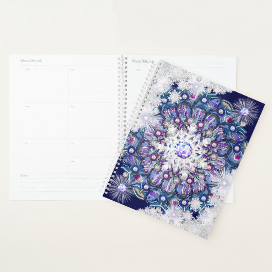 Blaues Rosass und Schneeflocken Planer (Anzeige)