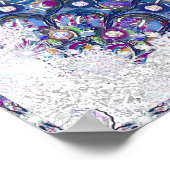 Blaues Rosass und Schneeflocken Poster (Ecke)