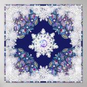 Blaues Rosass und Schneeflocken Poster (Vorne)