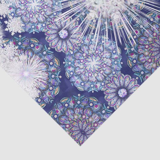 Blaues Rosass und Schneeflocken Seidenpapier (Ausschnitt)