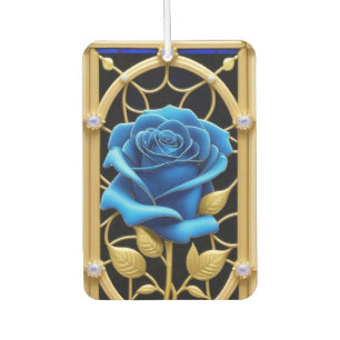 Blaues Rose-Design aus festem Glas Autolufterfrischer