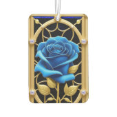 Blaues Rose-Design aus festem Glas Autolufterfrischer (Rückseite)