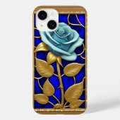 Blaues Rose-Design aus festem Glas Case-Mate iPhone Hülle (Rückseite)