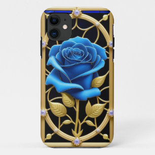 Blaues Rose-Design aus festem Glas Case-Mate iPhone Hülle