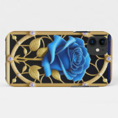 Blaues Rose-Design aus festem Glas Case-Mate iPhone Hülle (Rückseite (Horizontal))
