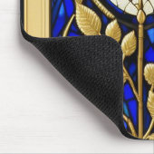 Blaues Rose-Design aus festem Glas Mousepad (Ecke)