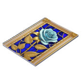 Blaues Rose-Design aus festem Glas Notizblock (Linke Seite)