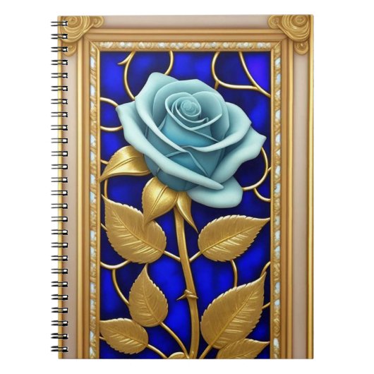 Blaues Rose-Design aus festem Glas Notizblock (Vorderseite)