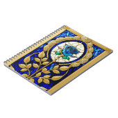 Blaues Rose-Design aus festem Glas Notizblock (Linke Seite)