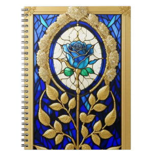Blaues Rose-Design aus festem Glas Notizblock