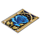 Blaues Rose-Design aus festem Glas Notizblock (Linke Seite)