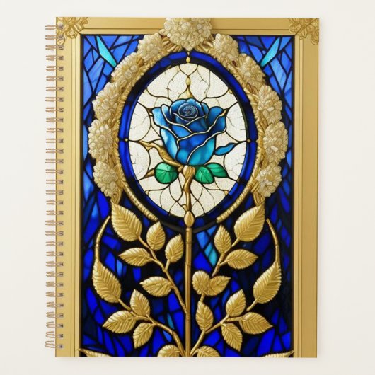 Blaues Rose-Design aus festem Glas Planer (Vorderseite)