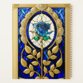 Blaues Rose-Design aus festem Glas Planer (Rückseite)