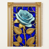 Blaues Rose-Design aus festem Glas Planer (Rückseite)