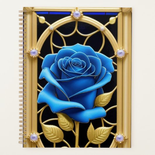 Blaues Rose-Design aus festem Glas Planer (Vorderseite)