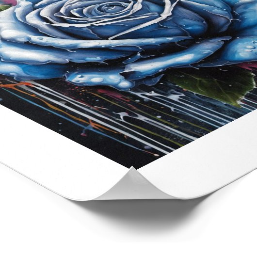 Blaues Rose-Poster Poster (Ecke)