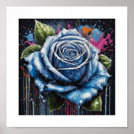 Blaues Rose-Poster Poster