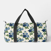 Blaues Rosen-Blumenmuster Duffle Bag (Vorderseite)