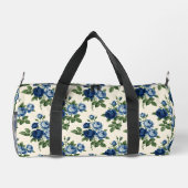 Blaues Rosen-Blumenmuster Duffle Bag (Rückseite)