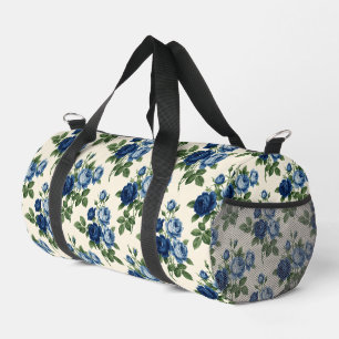 Blaues Rosen-Blumenmuster Duffle Bag
