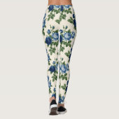 Blaues Rosen-Blumenmuster Leggings (Rückseite)