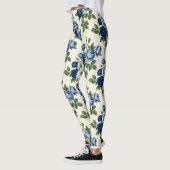 Blaues Rosen-Blumenmuster Leggings (Links)