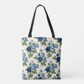 Blaues Rosen-Blumenmuster Tasche (Rückseite)
