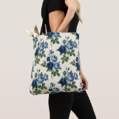 Blaues Rosen-Blumenmuster Tasche (Von Nahem)