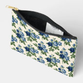 Blaues Rosen-Blumenmuster Zubehörtasche (Offen)