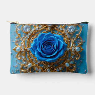 💙 Blaues Rosen-Gold-Ornament für Kosmetik-Tasche Zubehörtasche