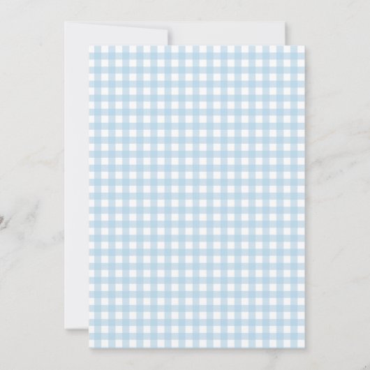 Blaues Ross Französische Babydusche Wappen Einladung (Rückseite)