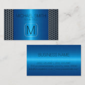 Blaues rostfreies Metallluxusmonogramm Visitenkarte (Vorne/Hinten)