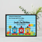 blaues Rot der choo choo Einladung (Stehend Vorderseite)