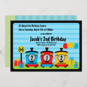 blaues Rot der choo choo Einladung (Vorne/Hinten)