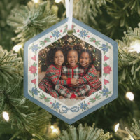 Blaues rotes nordisches Weihnachtsbild Hexagon Fot