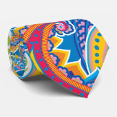 Blaues, rotes, orange und gelbes Paisley Krawatte (Gerollt)