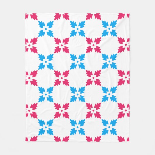 Blaues Rotes Schneeflockenmuster Blume Fleecedecke (Vorderseite)