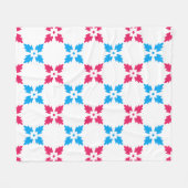 Blaues Rotes Schneeflockenmuster Blume Fleecedecke (Vorderseite (Horizontal))