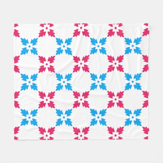 Blaues Rotes Schneeflockenmuster Blume Fleecedecke (Vorderseite (Horizontal))