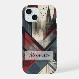 Blaues, rotes und graues Graffiti-Art-Handyhülle iPhone 15 Hülle