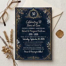 Blaues Ruby-Skript Einfach 50. Hochzeitstag Einladung