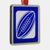 Blaues Rugby Silbernes Ornament (Rechts)