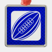 Blaues Rugby Silbernes Ornament (Vorne)